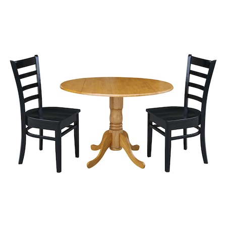 International Concepts 42 in. Dual Drop Leaf Table with 2 Ladder Back Dining Chairs - 3 Piece Dining Set K04-42DP-C46-617P